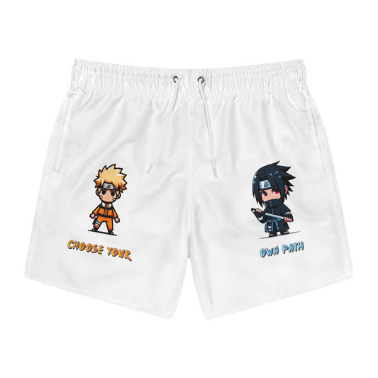 Anime Swim Trunks - Naruto and Sasuke Choose Your Own Path Design