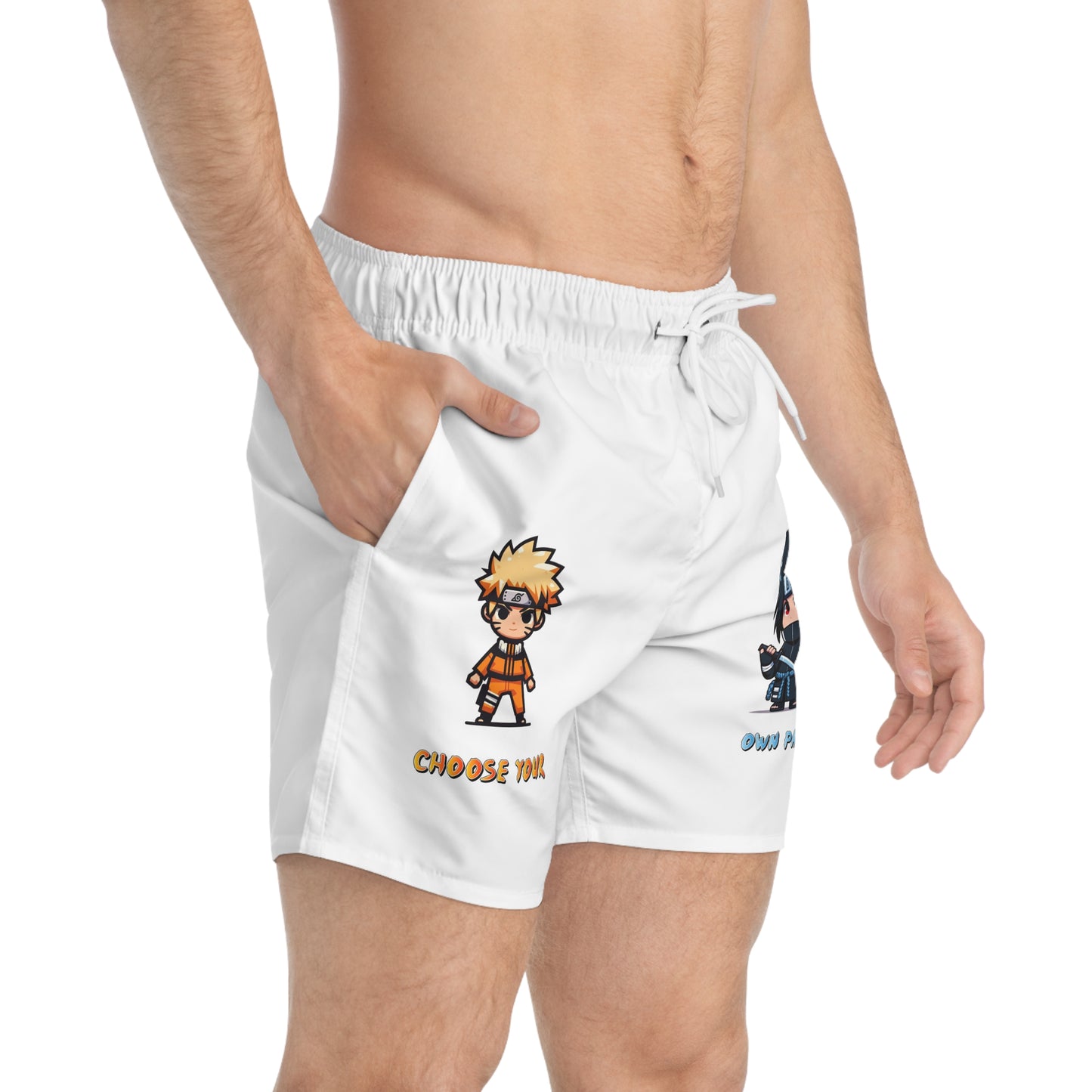 Anime Swim Trunks - Naruto and Sasuke Choose Your Own Path Design